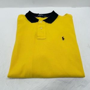 Men’s polo shirt by Ralph Lauren - Yellow with Navy Collar